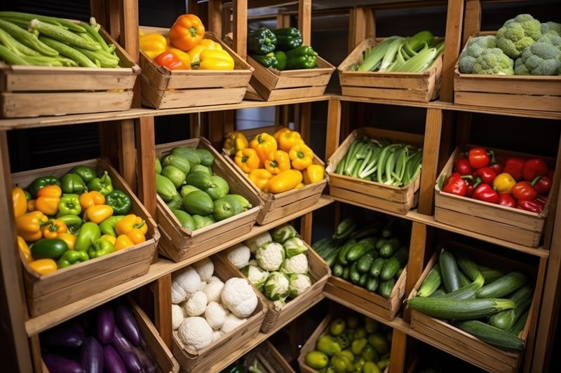 Shelves Full Of Healthy Food.